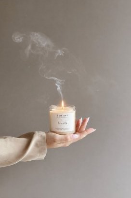A candle held in an open hand