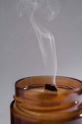 A wooden wick just blown out