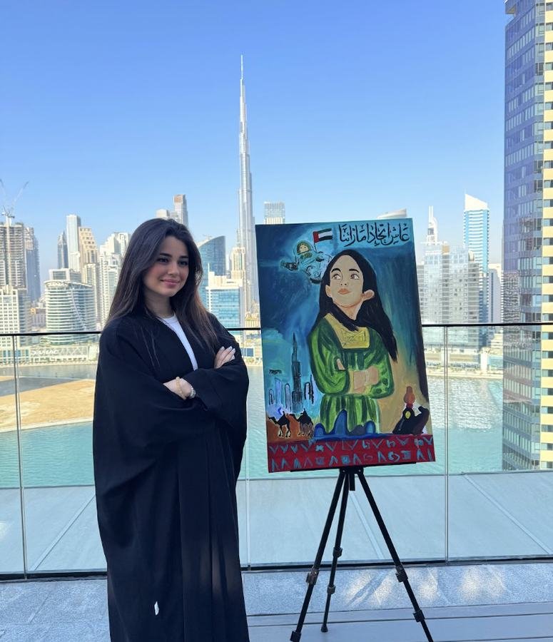 A large painting on display in Dubai