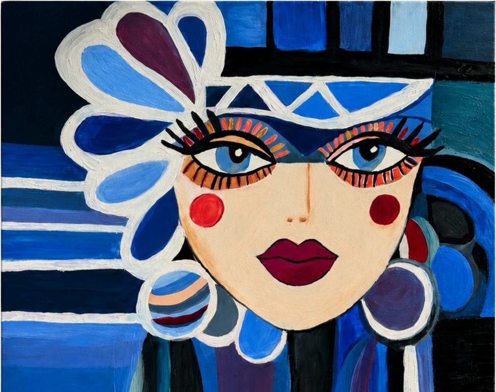 Nayra, a painting in blues and red